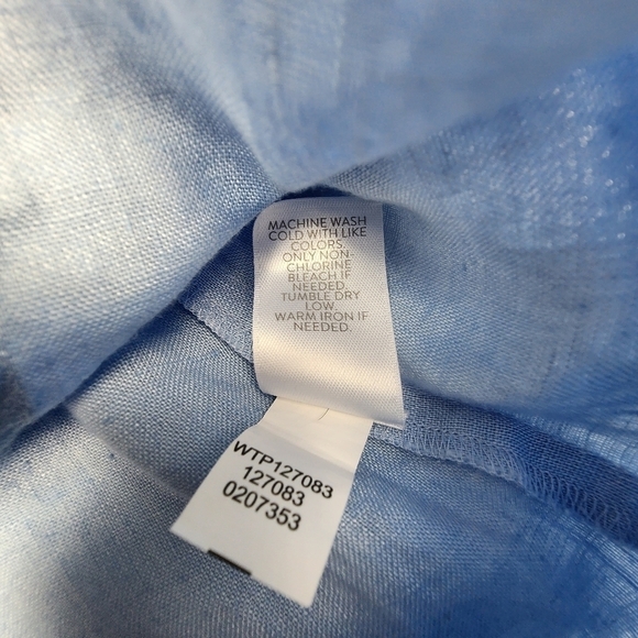 J. Jill Love Linen Light Blue Button Front Sleeveless Top Size Small Tall - Picture 8 of 10